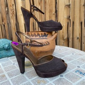 Casandra Ray Brown Suede Strappy High Heels
